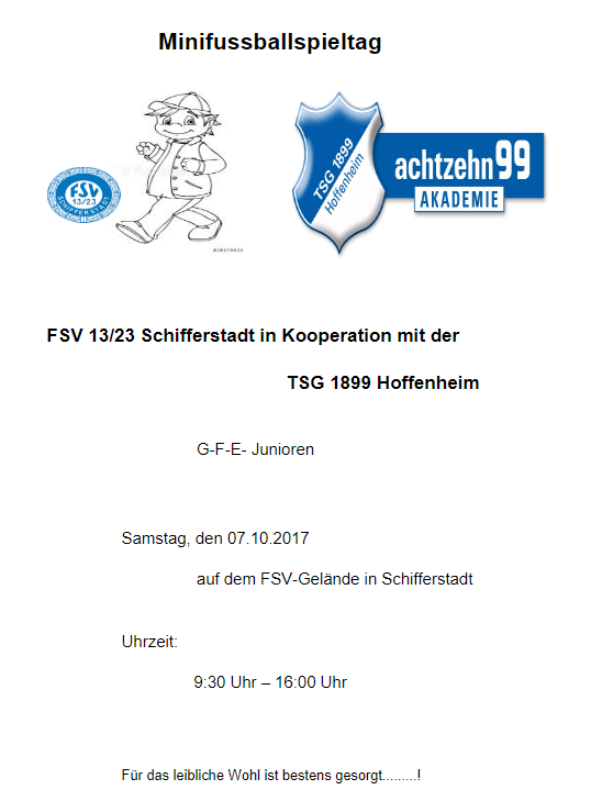 Minispieltag unserer Jüngsten am 07.10.2017 ab 9:30 Uhr