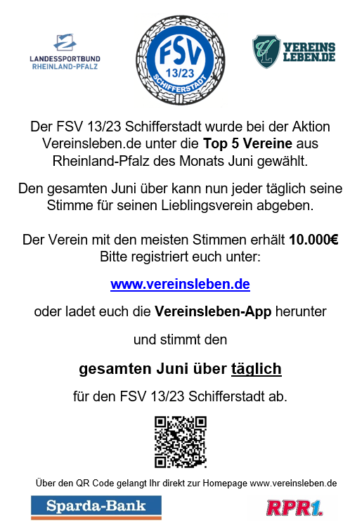 Sonntag 17:45 Uhr Radio einschalten - Unser FSV kommt auf RPR1 (Frequenz 103,6)